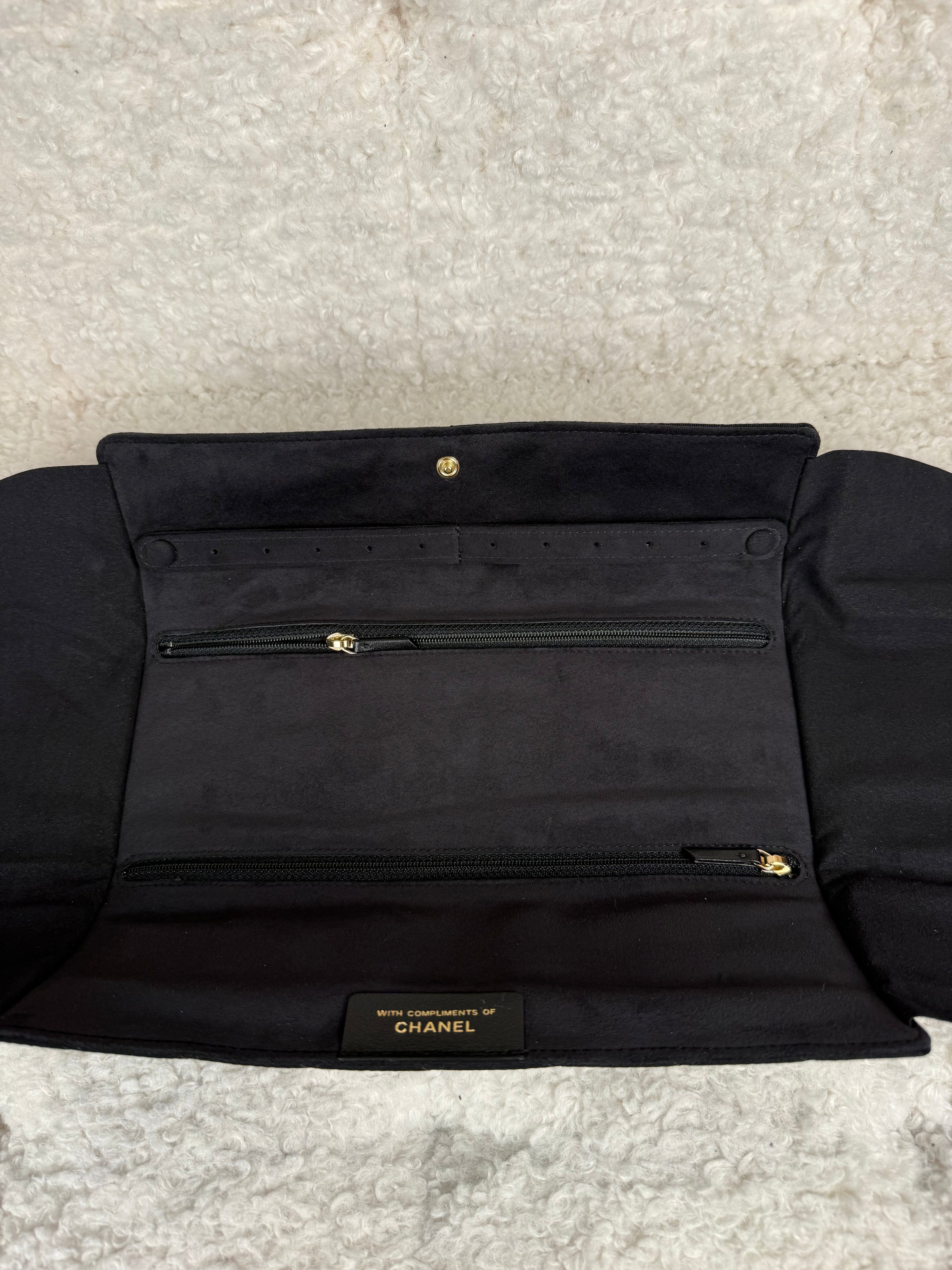 Chanel Quilted Travel Jewelry Roll Case Black
