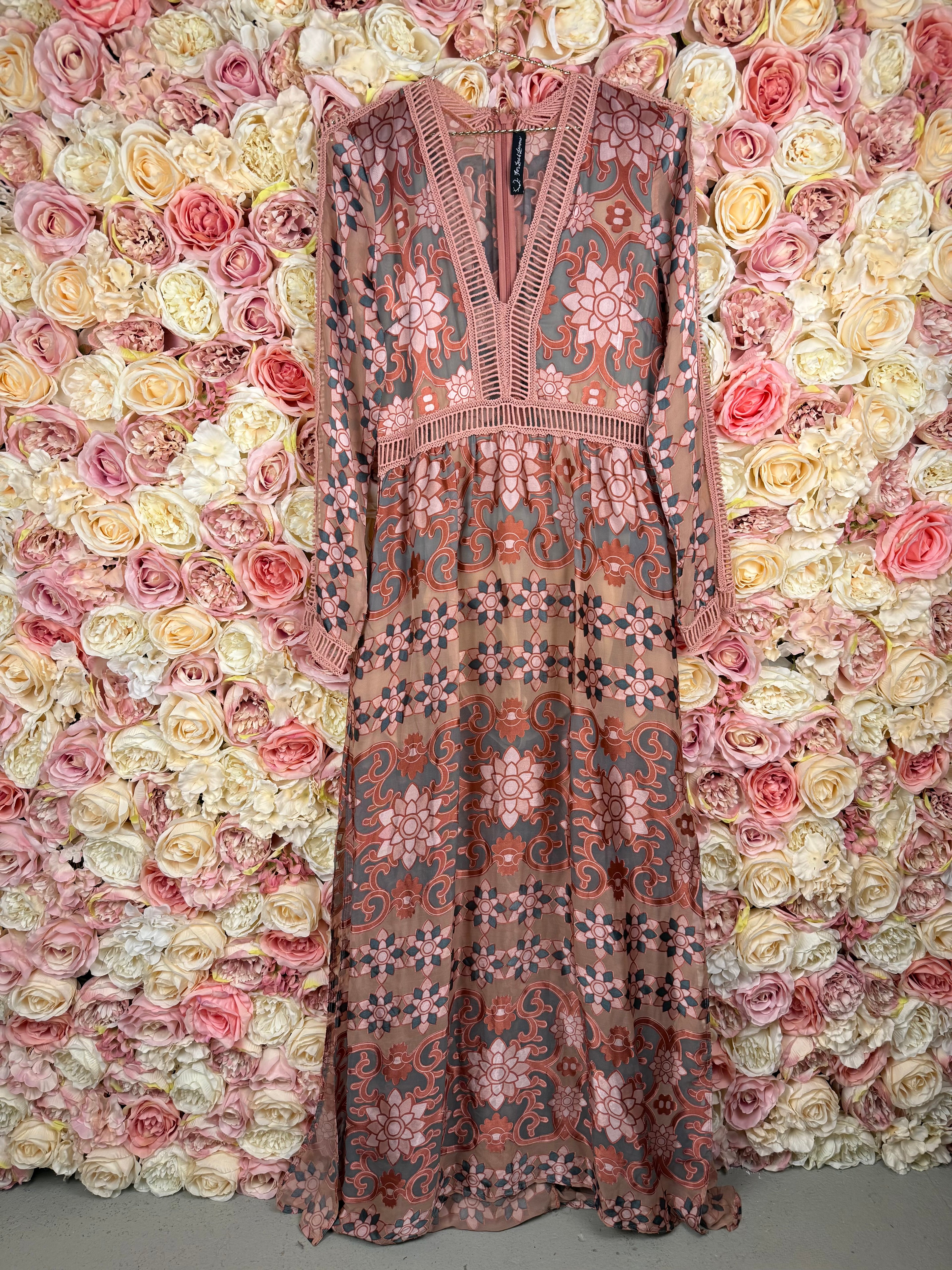 For Love & Lemons Dress Dusty Pink Multi Sz. S