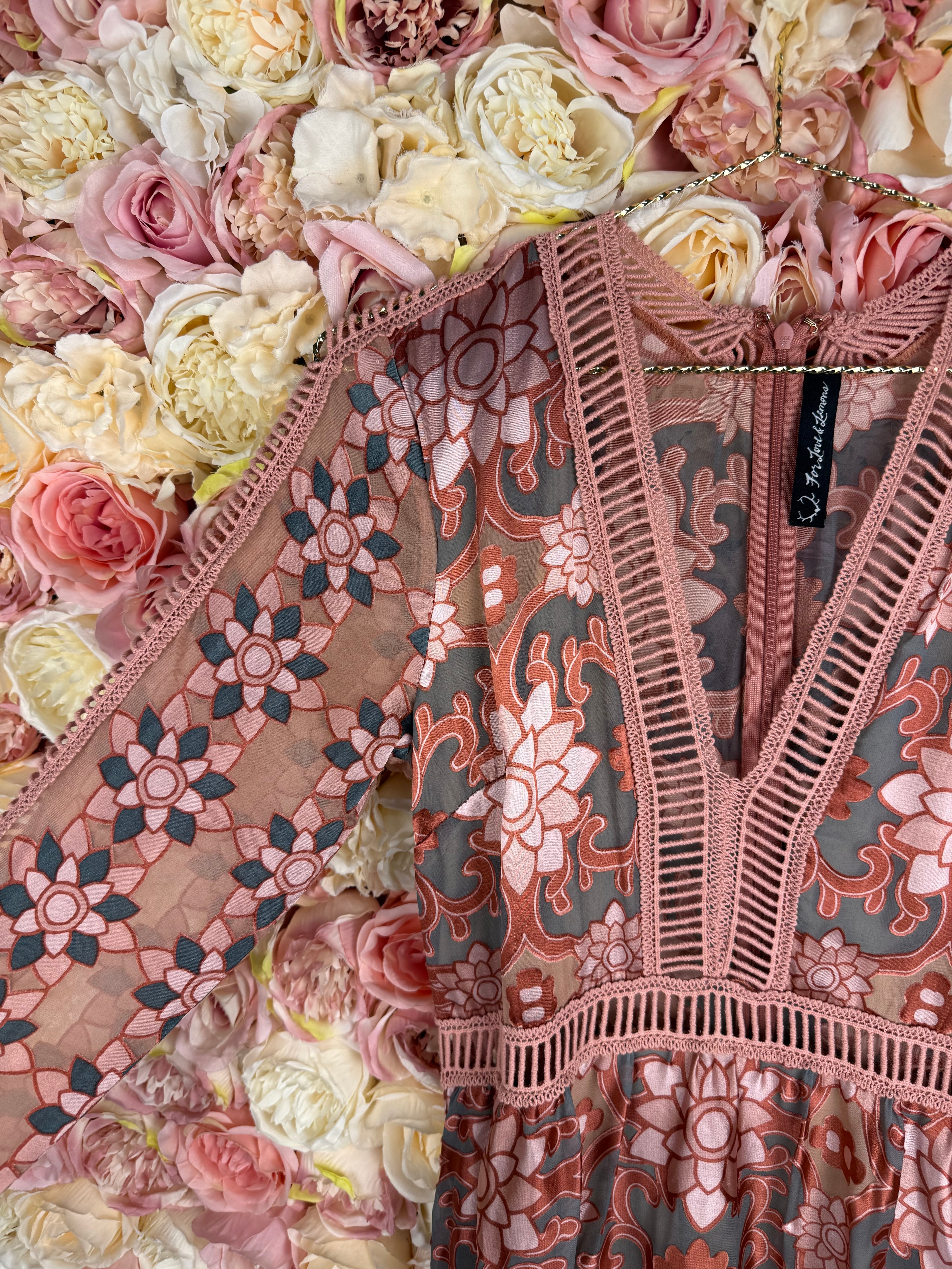 For Love & Lemons Dress Dusty Pink Multi Sz. S