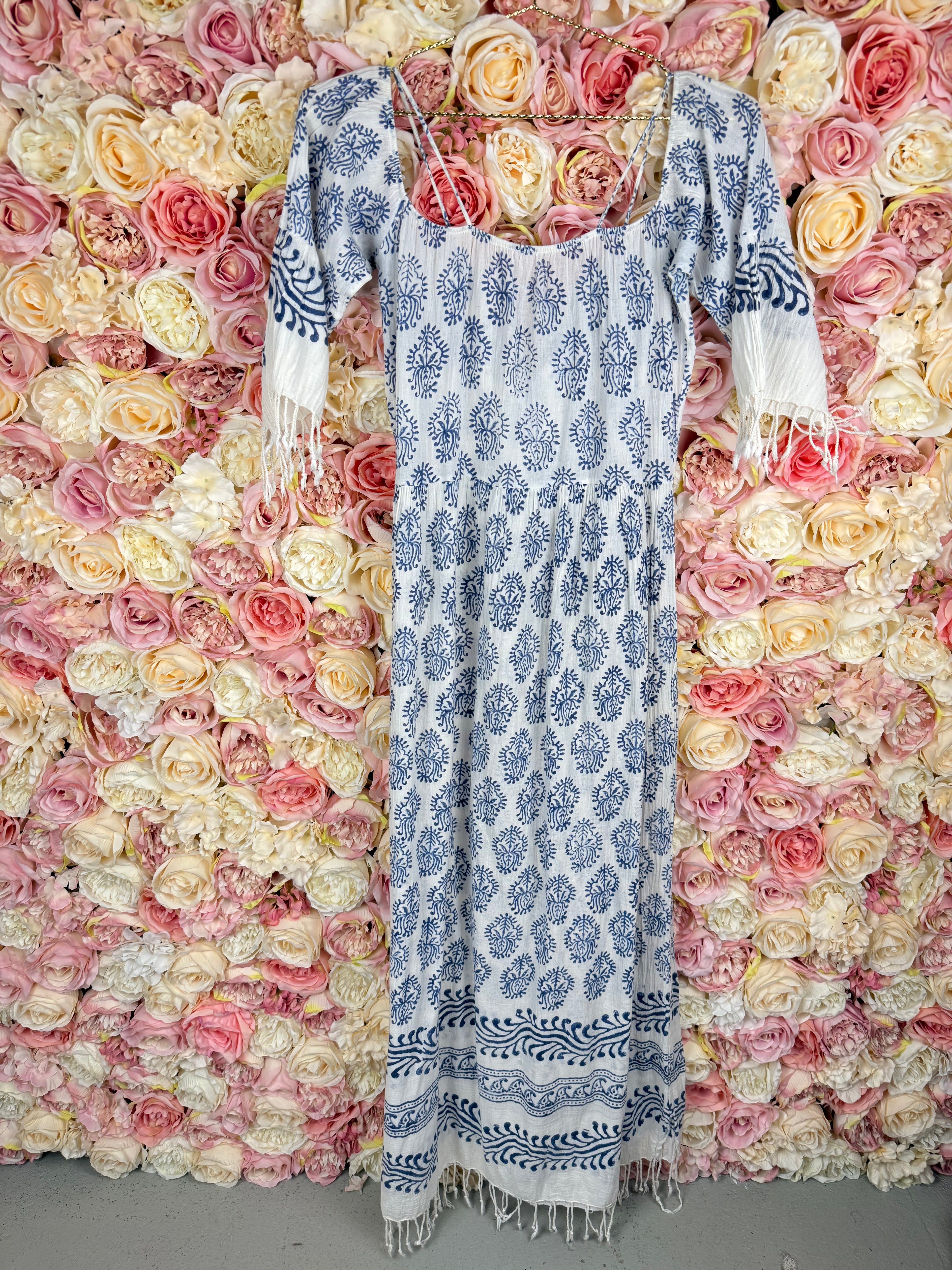 Delfina Dress Cream Blue Sz. S