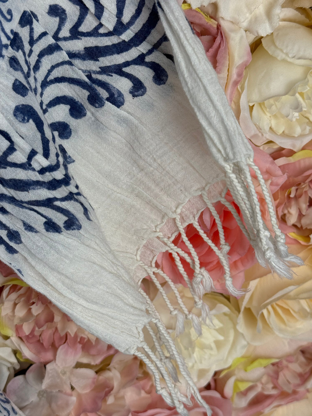 Delfina Dress Cream Blue Sz. S