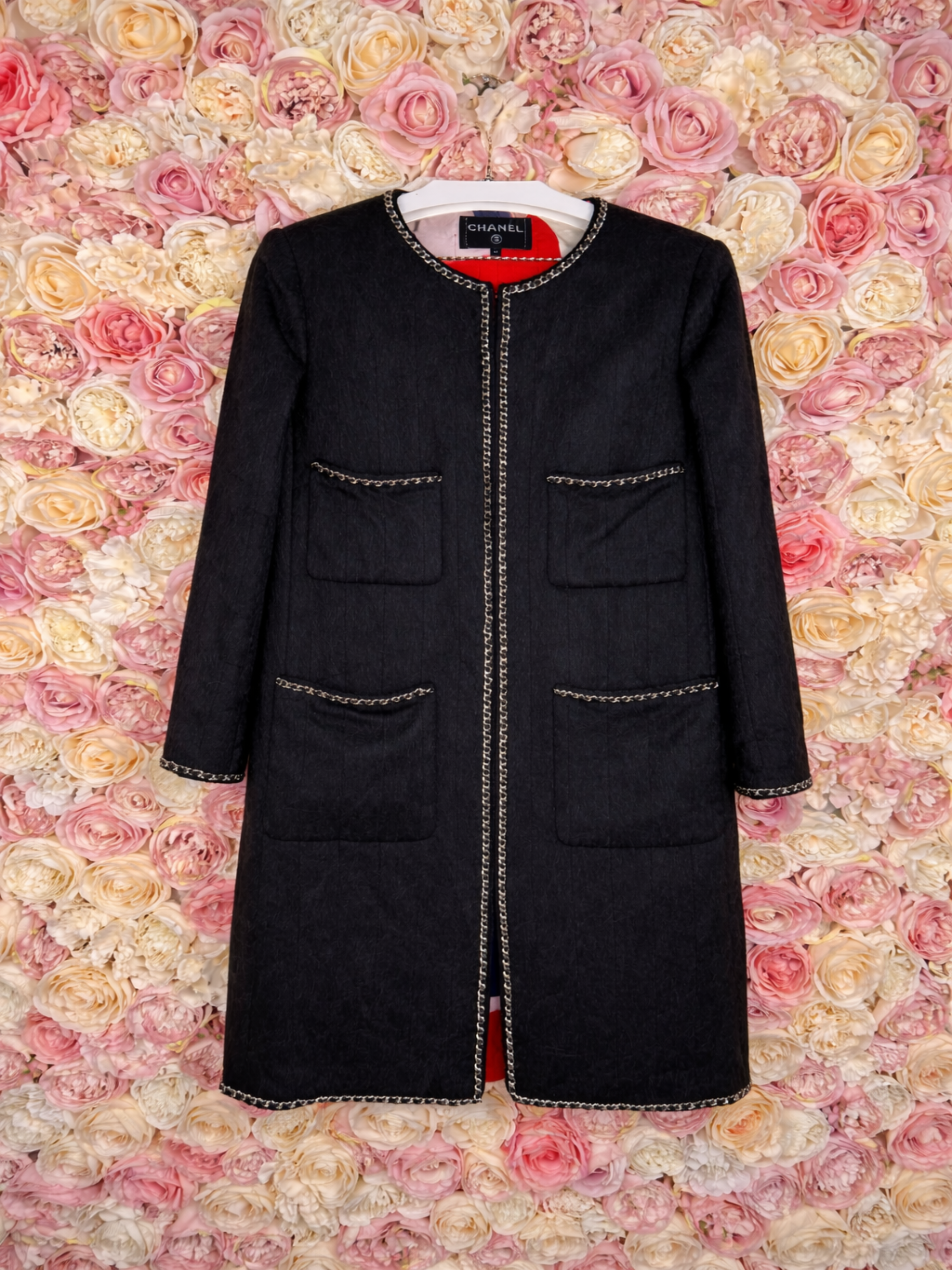 Chanel Lama Wool Coat FW19 Black Sz. 38 DE (40 FR)