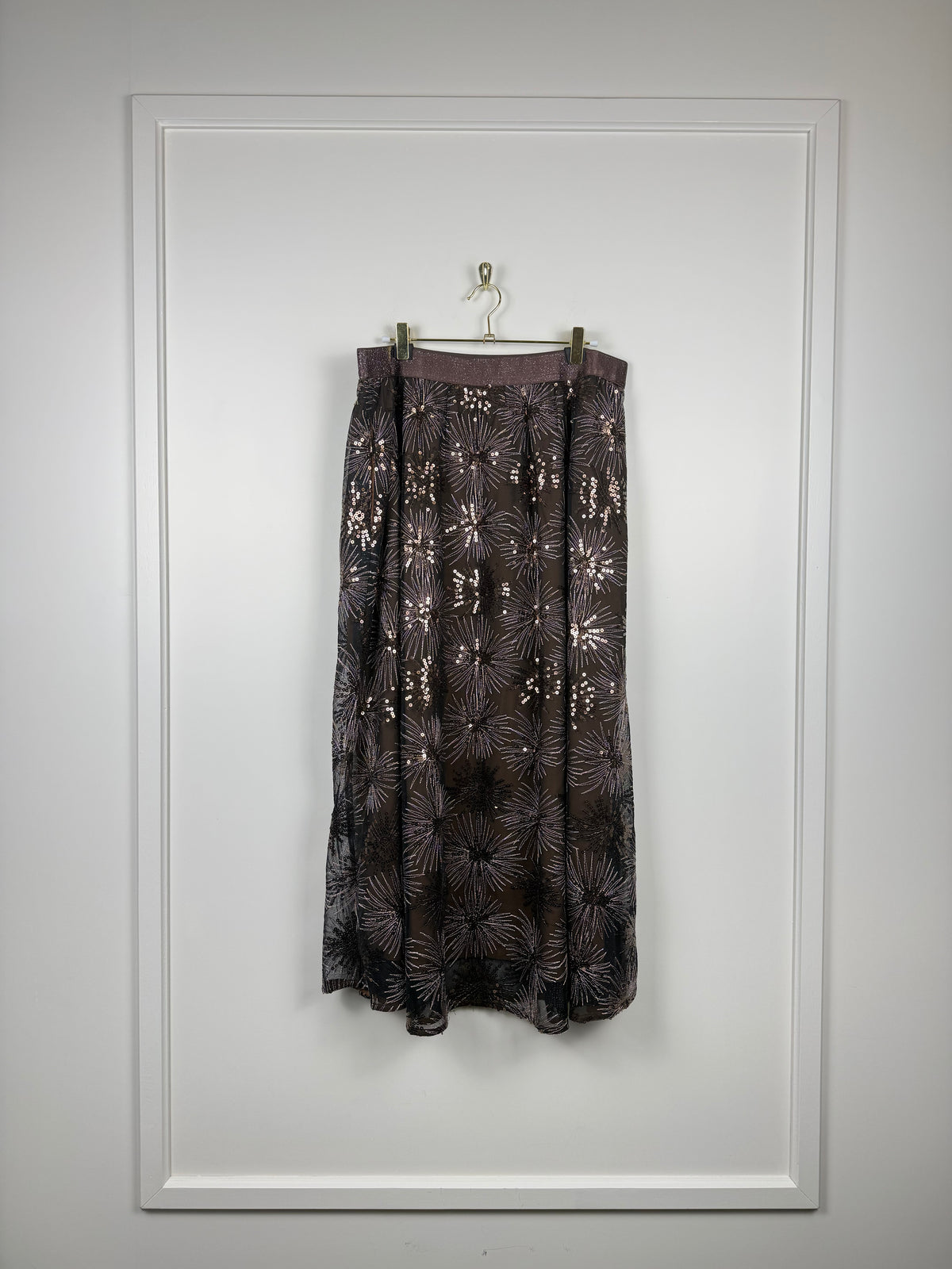 Oui Pailletten-Jupe – Braun – Gr. 42 DE