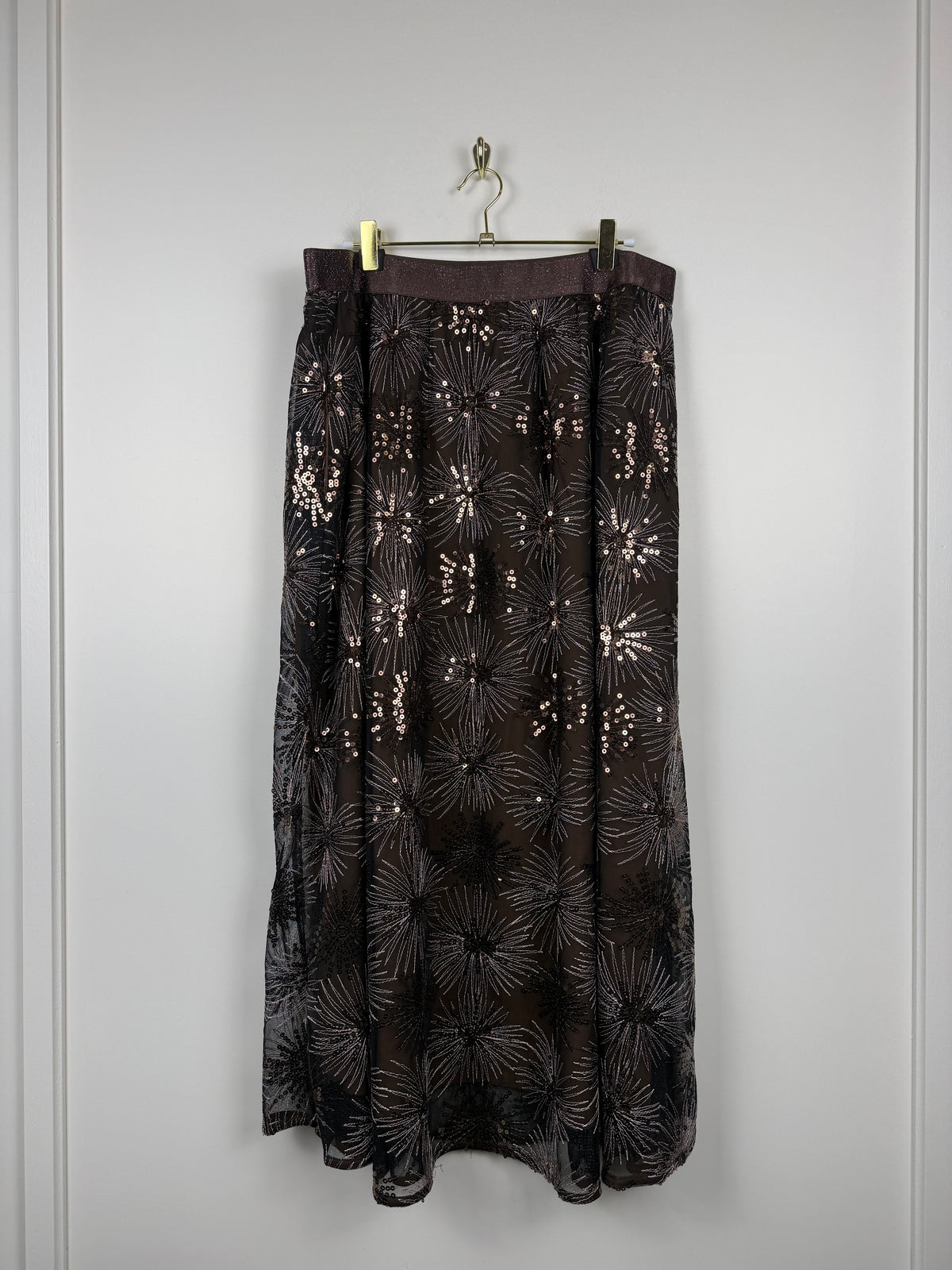 Oui Pailletten-Jupe – Braun – Gr. 42 DE