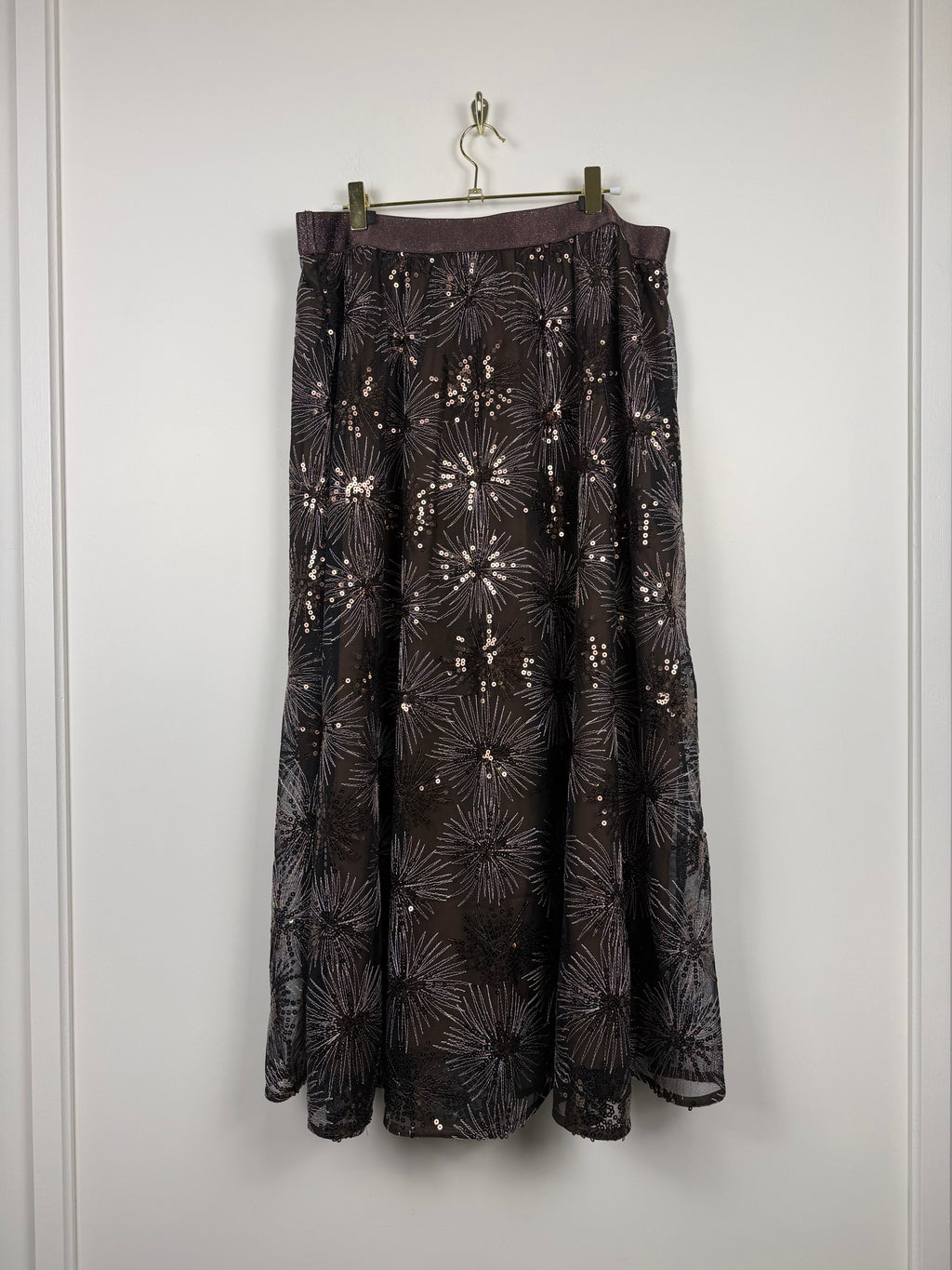Oui Pailletten-Jupe – Braun – Gr. 42 DE