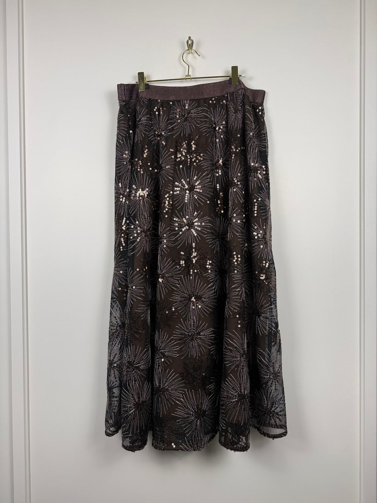 Oui Pailletten-Jupe – Braun – Gr. 42 DE
