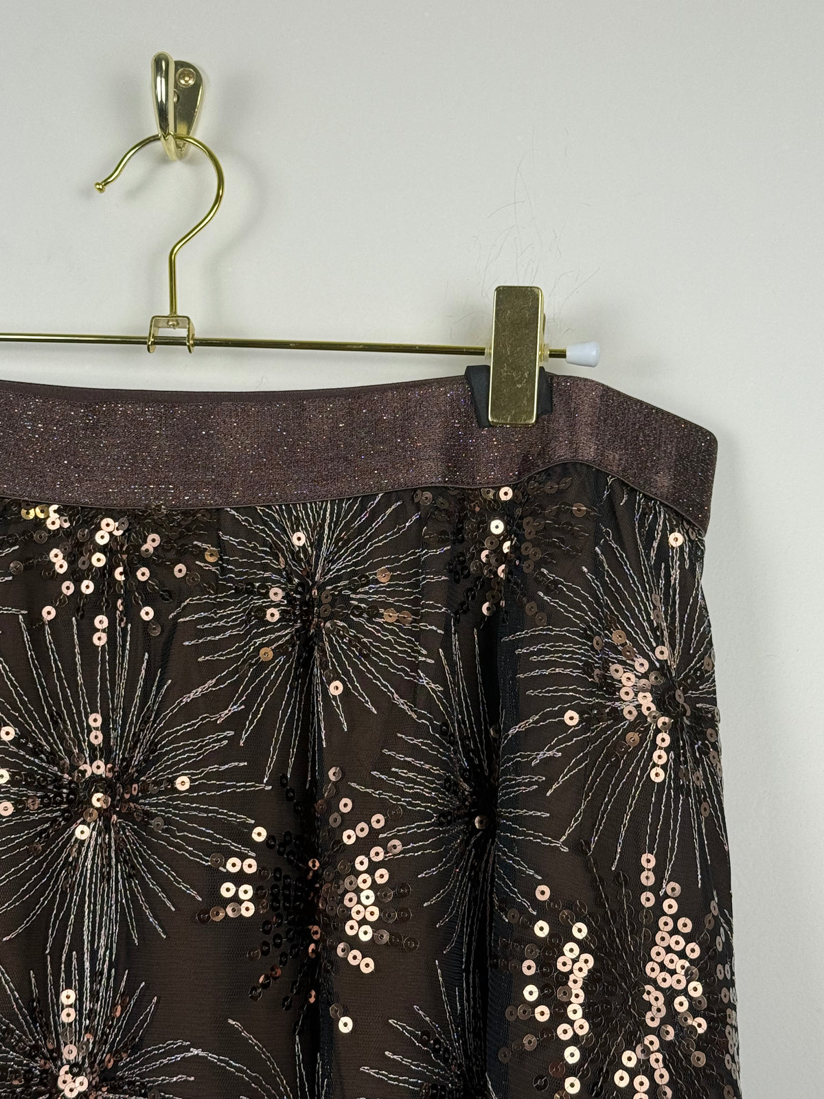 Oui Pailletten-Jupe – Braun – Gr. 42 DE