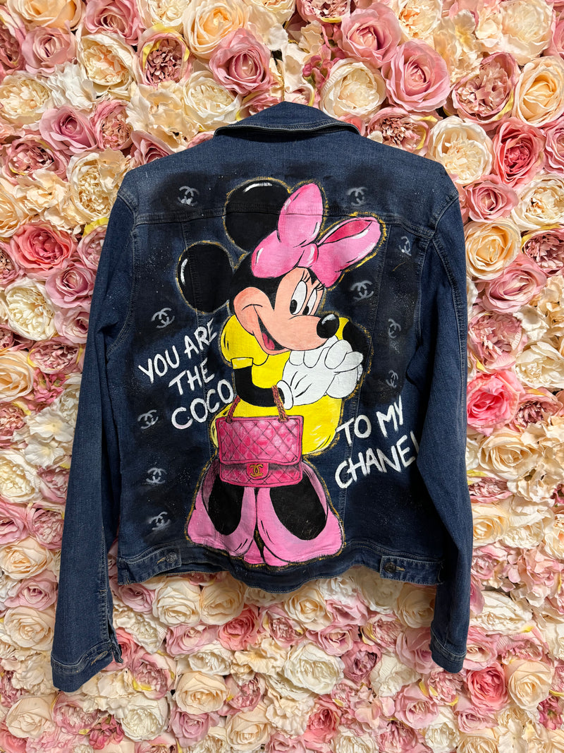 Chic Happens Art Painted Jeans Jacket Minnie Mouse