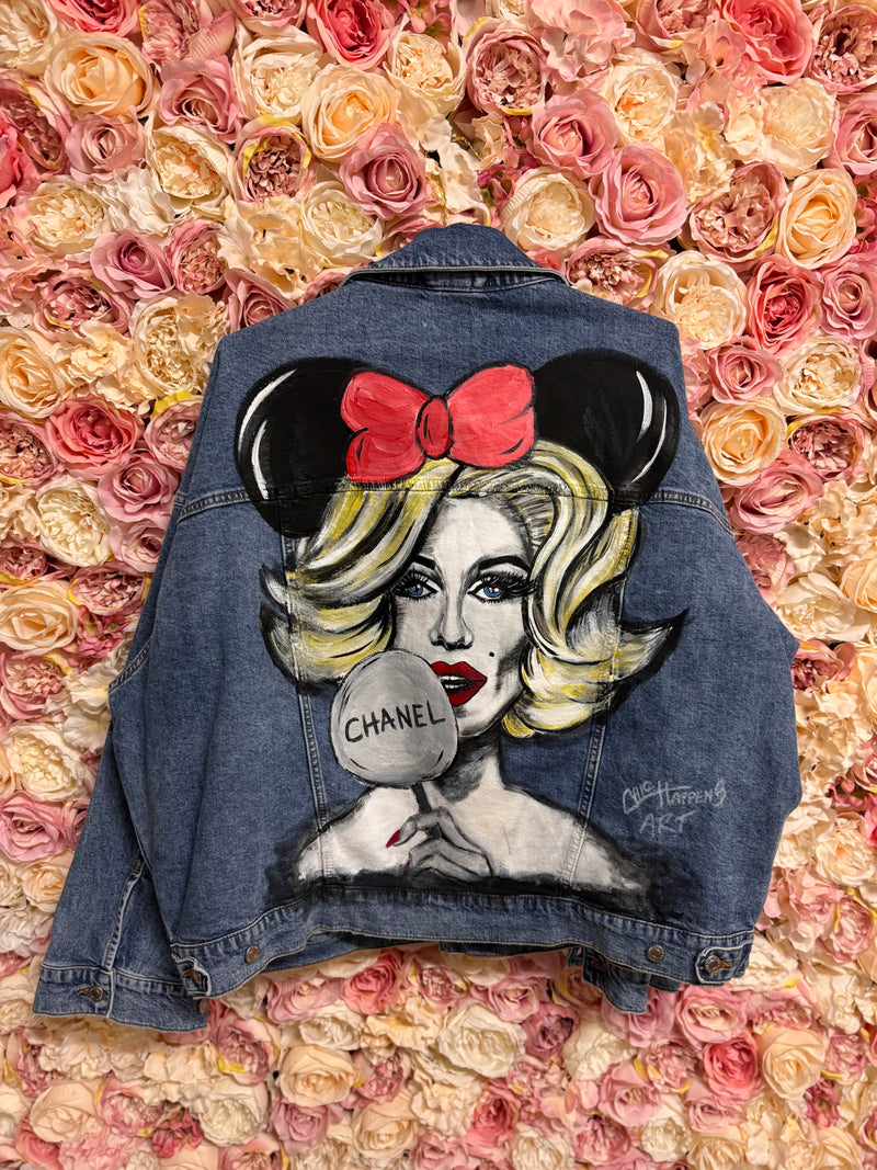 Chic Happens Art Painted Jeans Jacket Lady Chanel