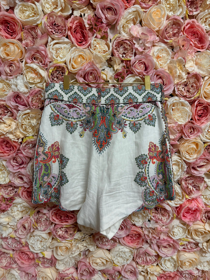 Zimmermann Linen Shorts White Multi