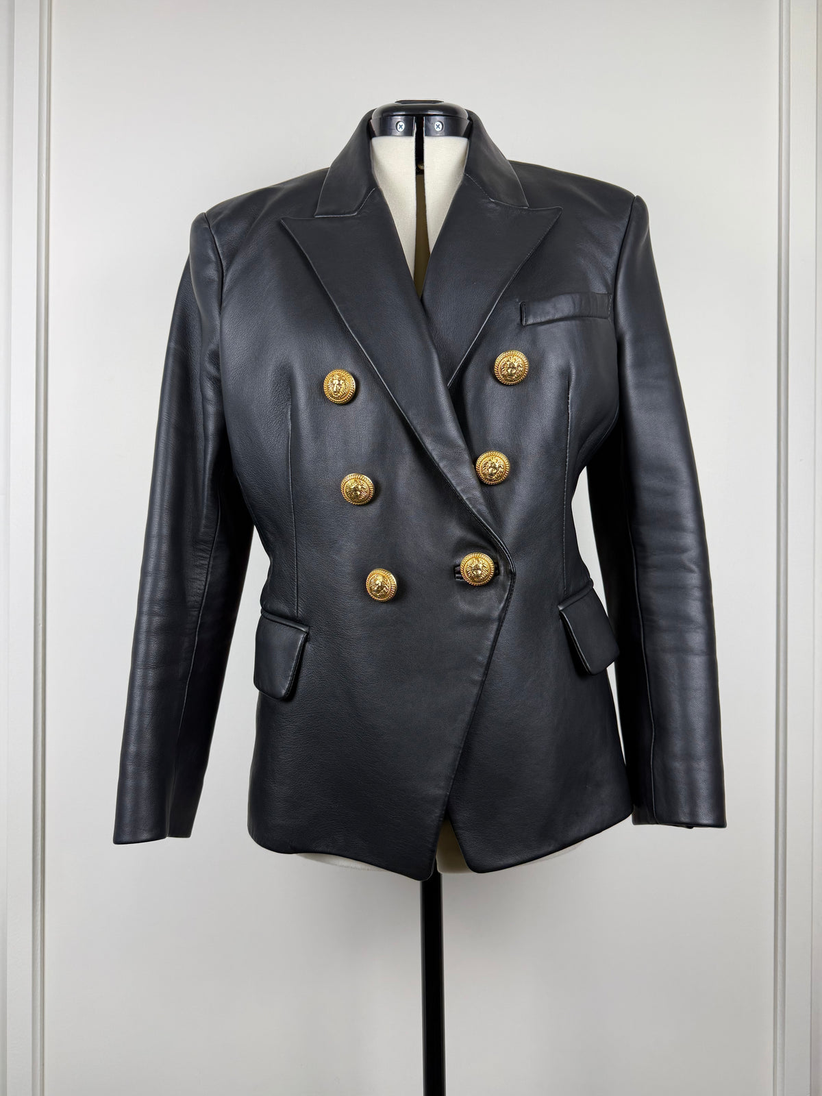 Balmain Lederblazer – Schwarz – Gr. 40 DE (42 FR)