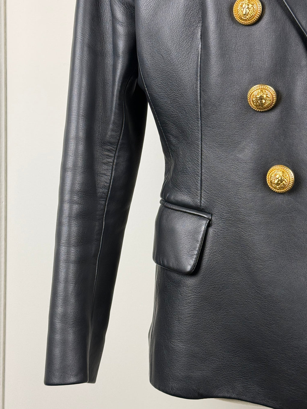 Balmain Lederblazer – Schwarz – Gr. 40 DE (42 FR)