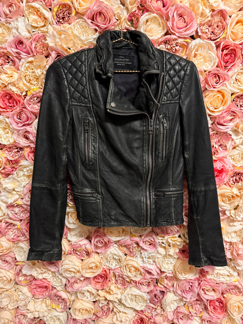 Allsaints Leather Jacket Used Look Black