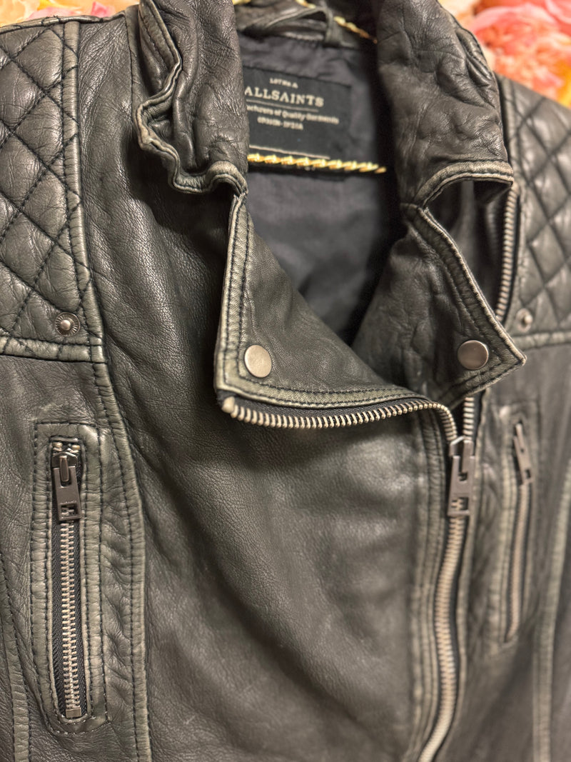 Allsaints Leather Jacket Used Look Black