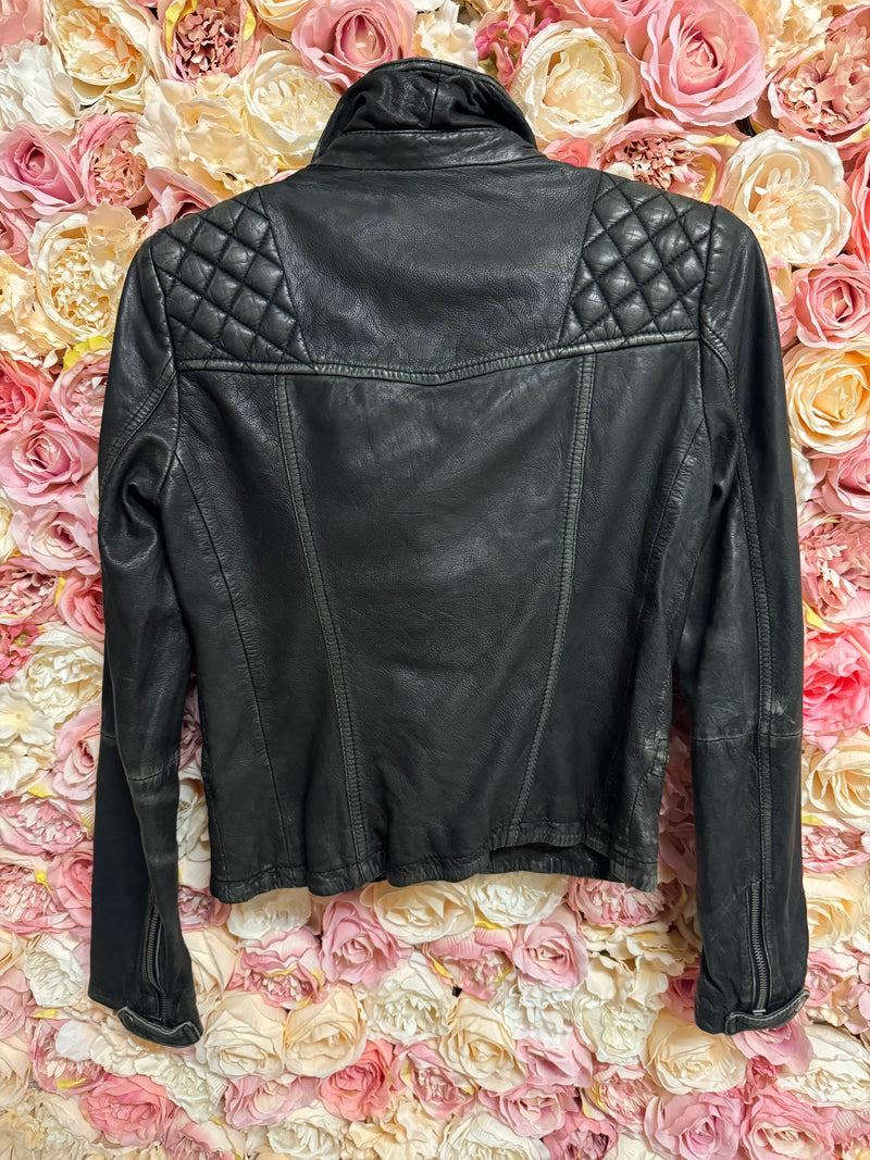 Allsaints Leather Jacket Used Look Black