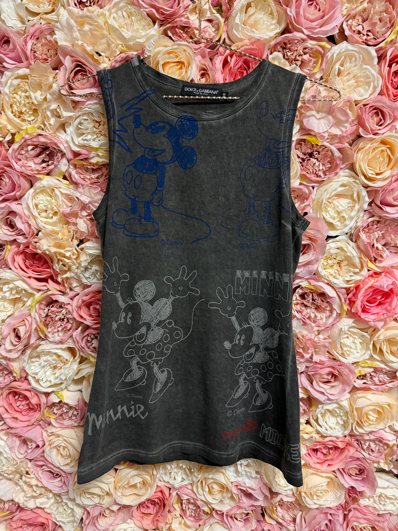 Dolce & Gabbana Mickey Mouse Tank Top Grey