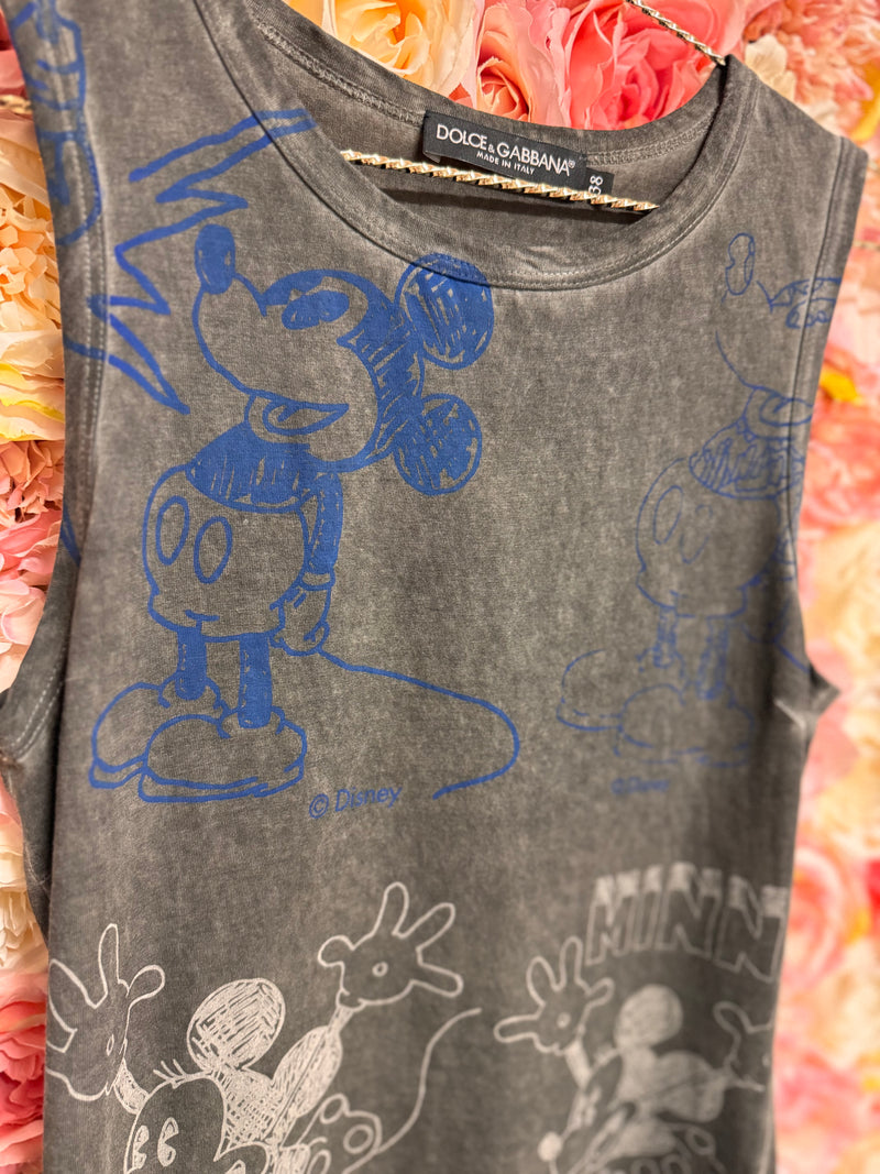 Dolce & Gabbana Mickey Mouse Tank Top Grey