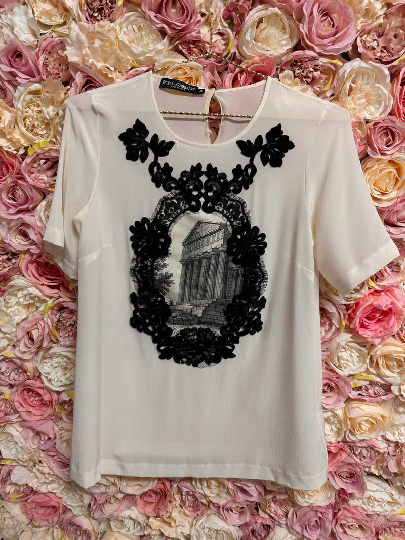 Dolce & Gabbana Silk Shirt White Black