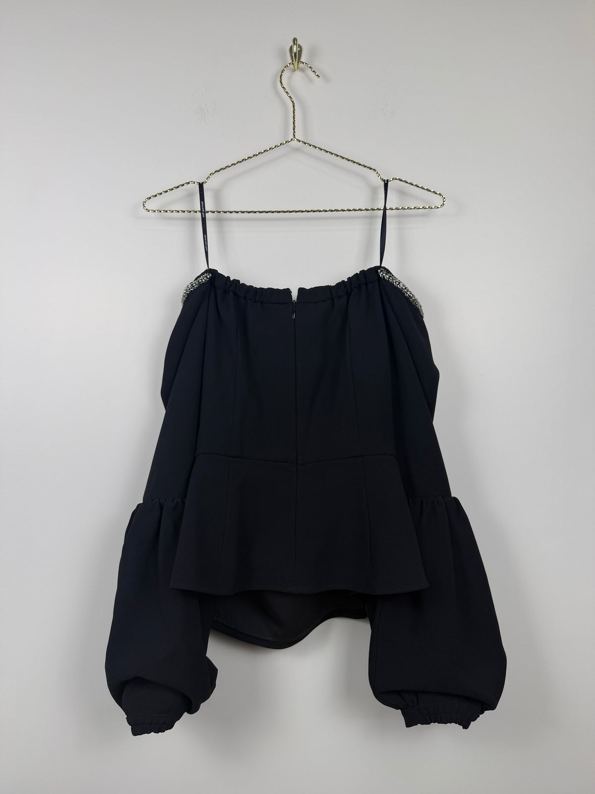 Self-Portrait Top – Schwarz mit silbernen Steinen – Gr. 36 DE (US 6)