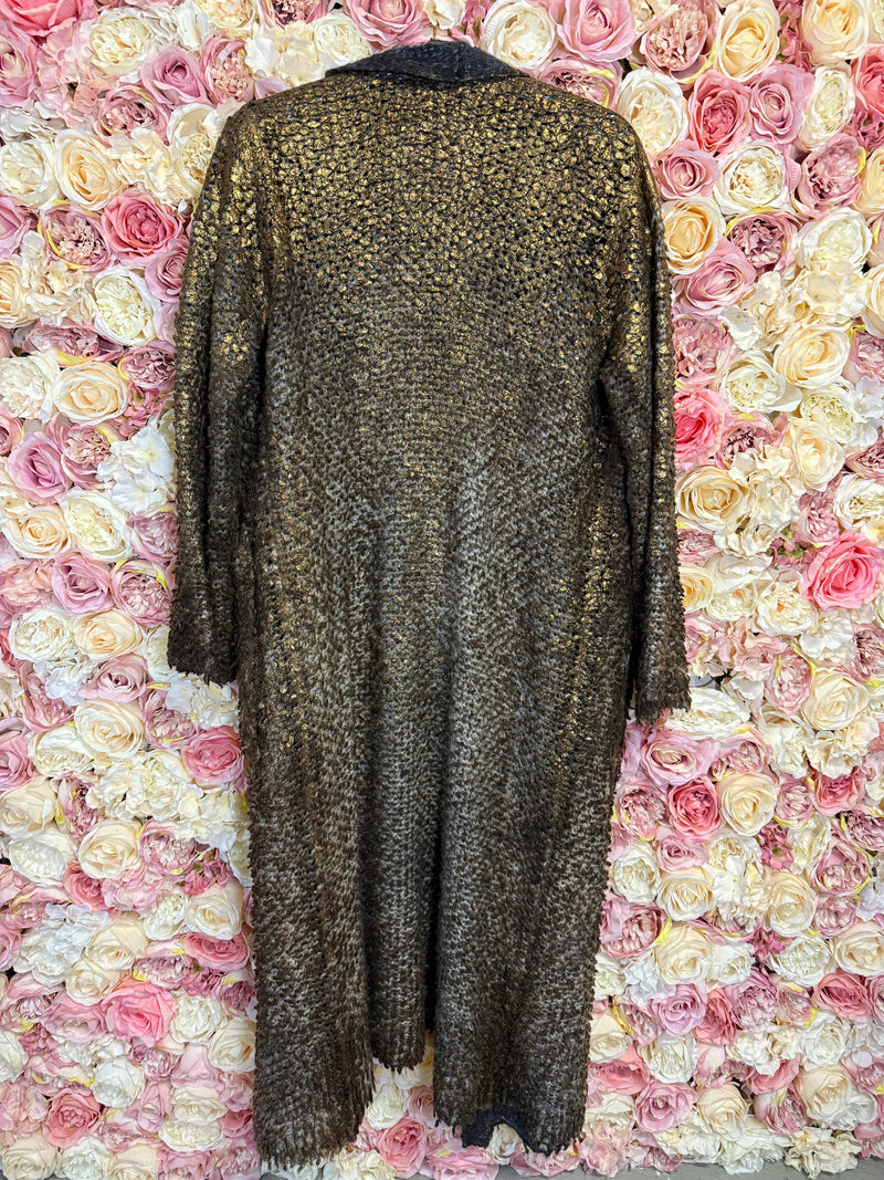 Avant Toi Cashmere Silk Long Cardigan Gold Grey