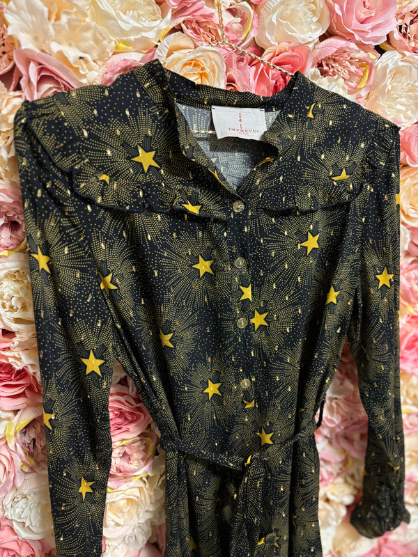 Imprevu Dress with Stars Blue Gold