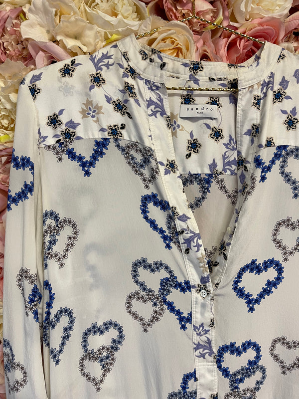 Sandro Dress White Blue Sz. 38 DE