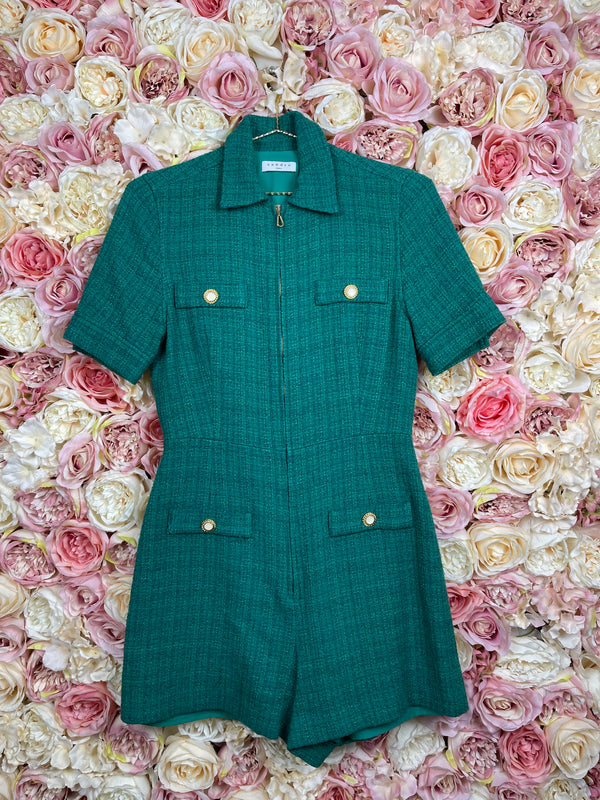 Sandro Playsuit with Zipper Green Sz. 32 DE