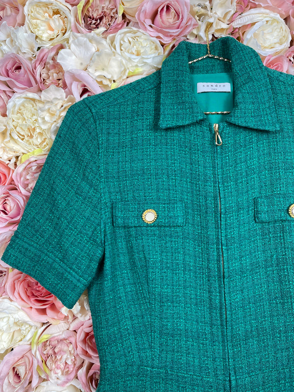 Sandro Playsuit with Zipper Green Sz. 32 DE