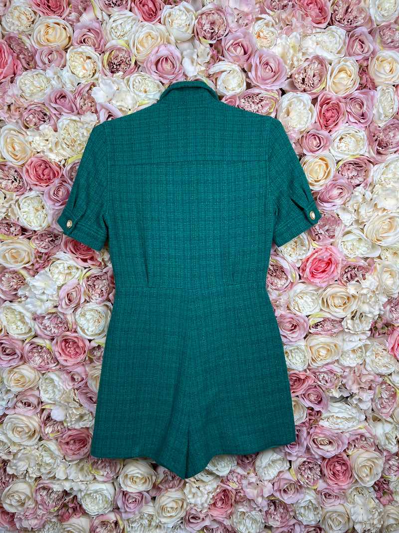 Sandro Playsuit with Zipper Green Sz. 32 DE