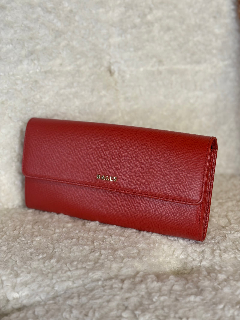 Bally Leather Wallet Red