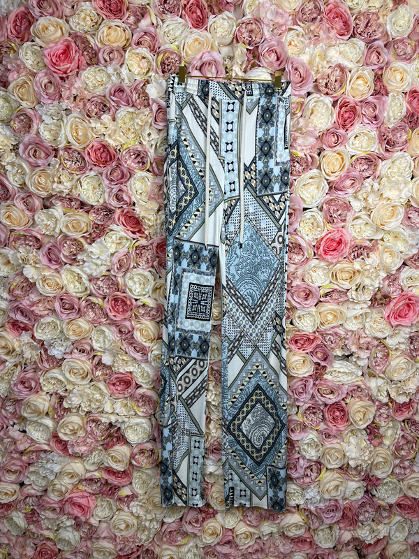 Etro Viscose Pants White Blue Sz. 34 DE