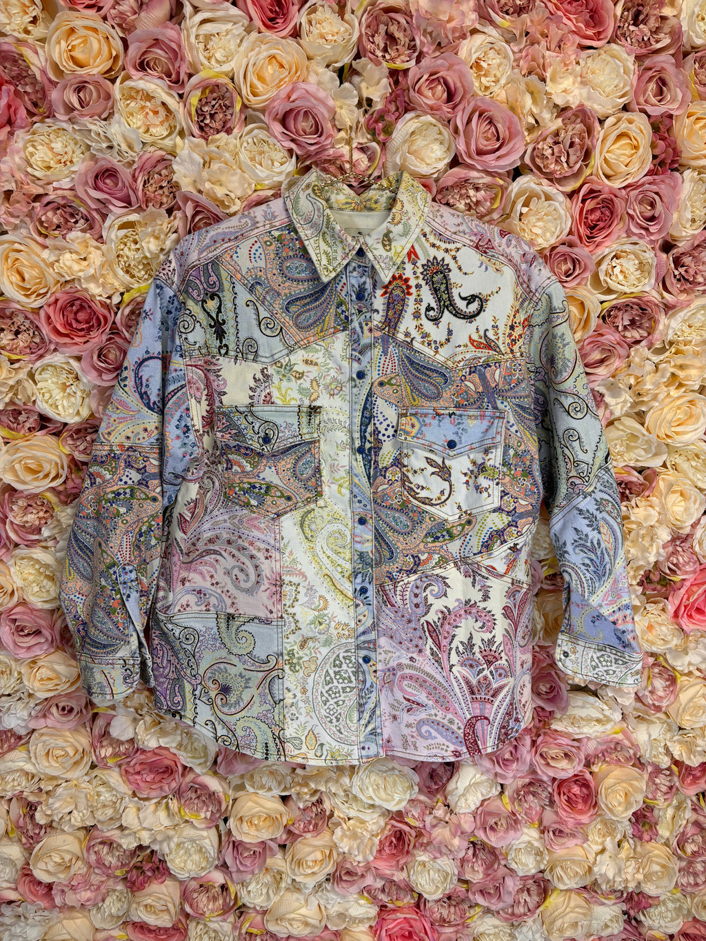 Etro Jeans Jacket Paisley Print Pastel Colors