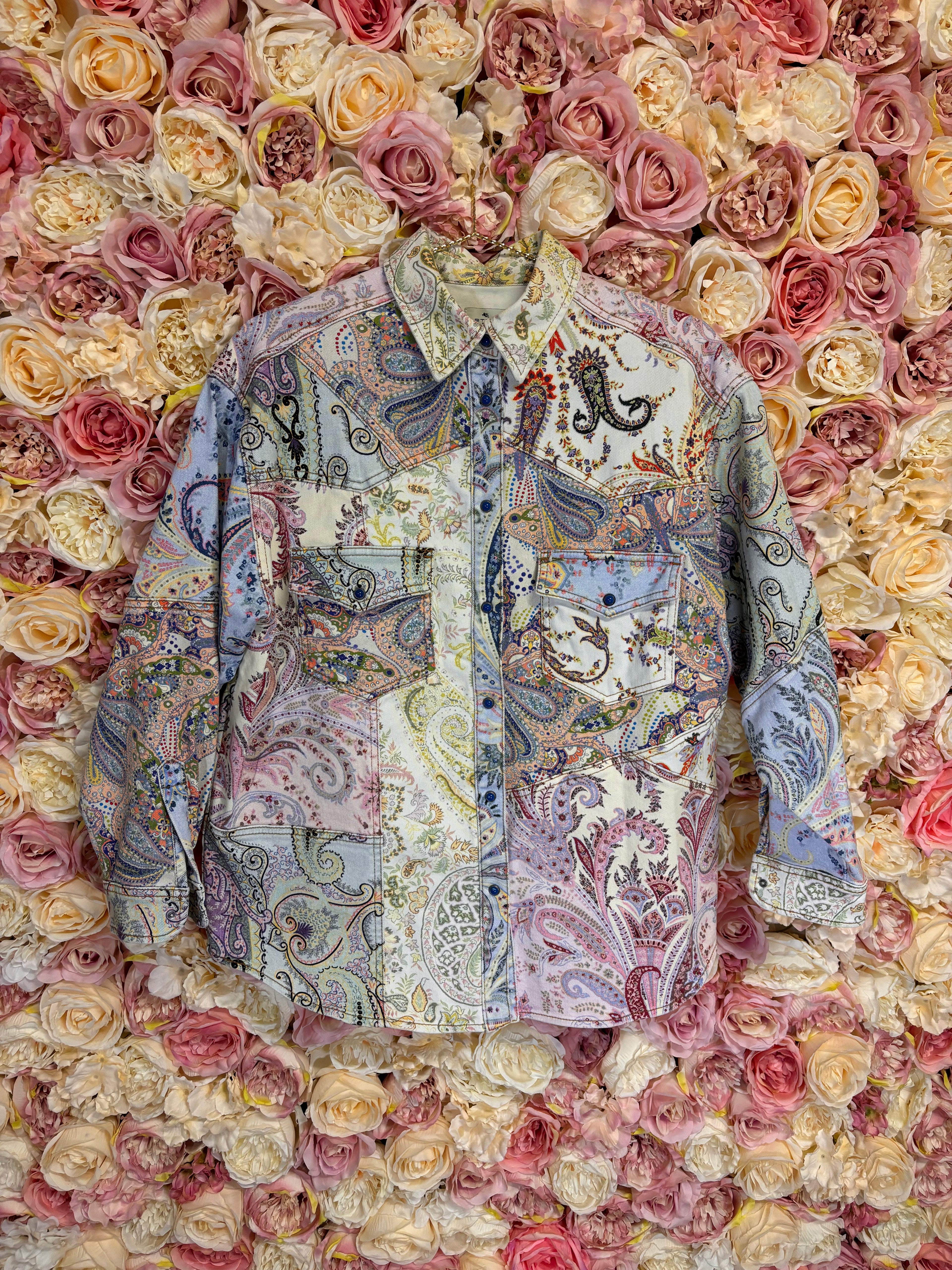 Etro Jeans Jacket Paisley Print Pastel Colors