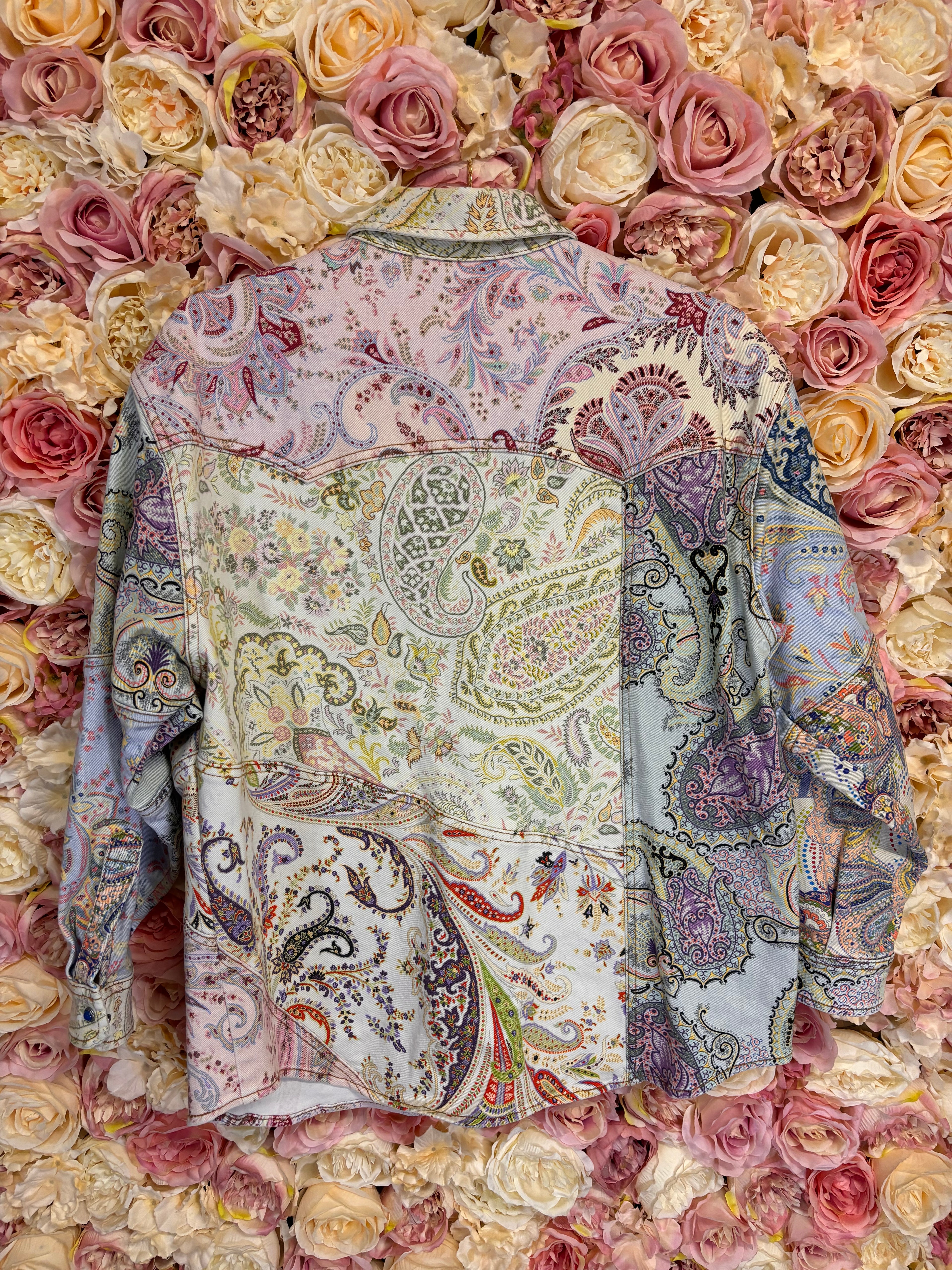 Etro Jeans Jacket Paisley Print Pastel Colors