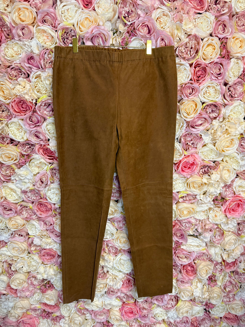 Yves Salomon Suede Leather Pants Camel