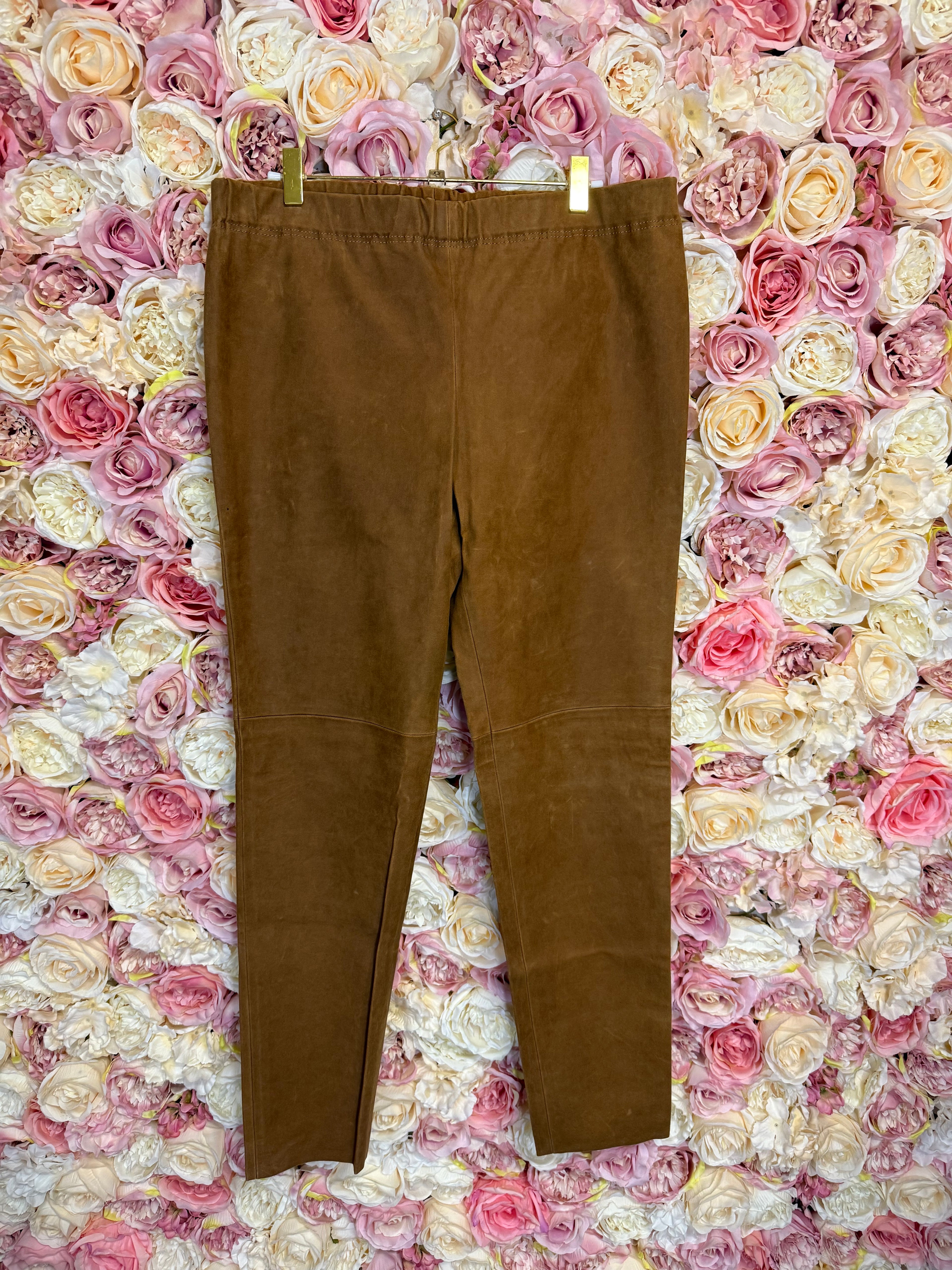 Yves Salomon Suede Leather Pants Camel