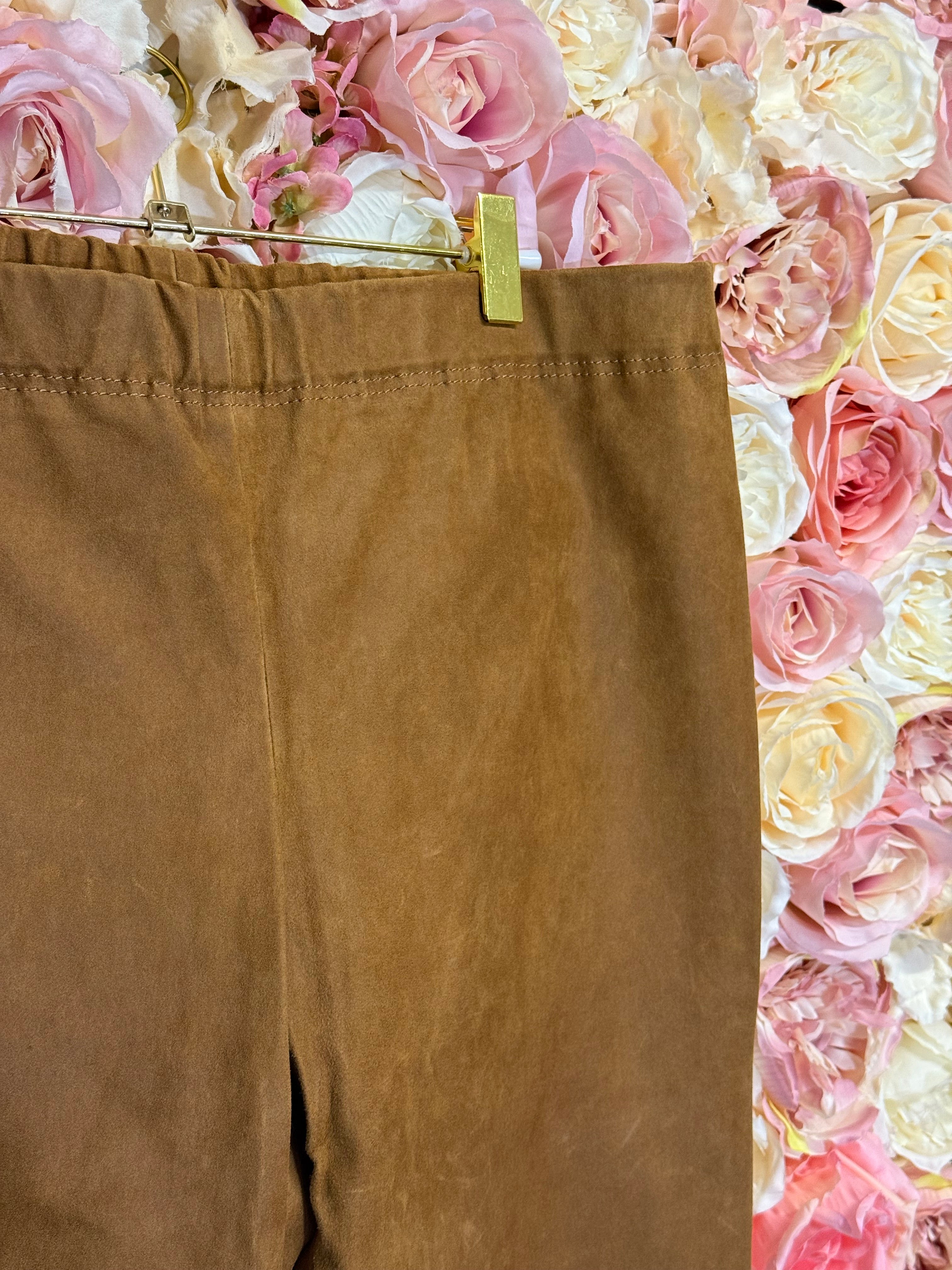 Yves Salomon Suede Leather Pants Camel