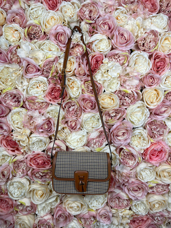 Celine Houndstooth Crossbody Bag Brown Multi