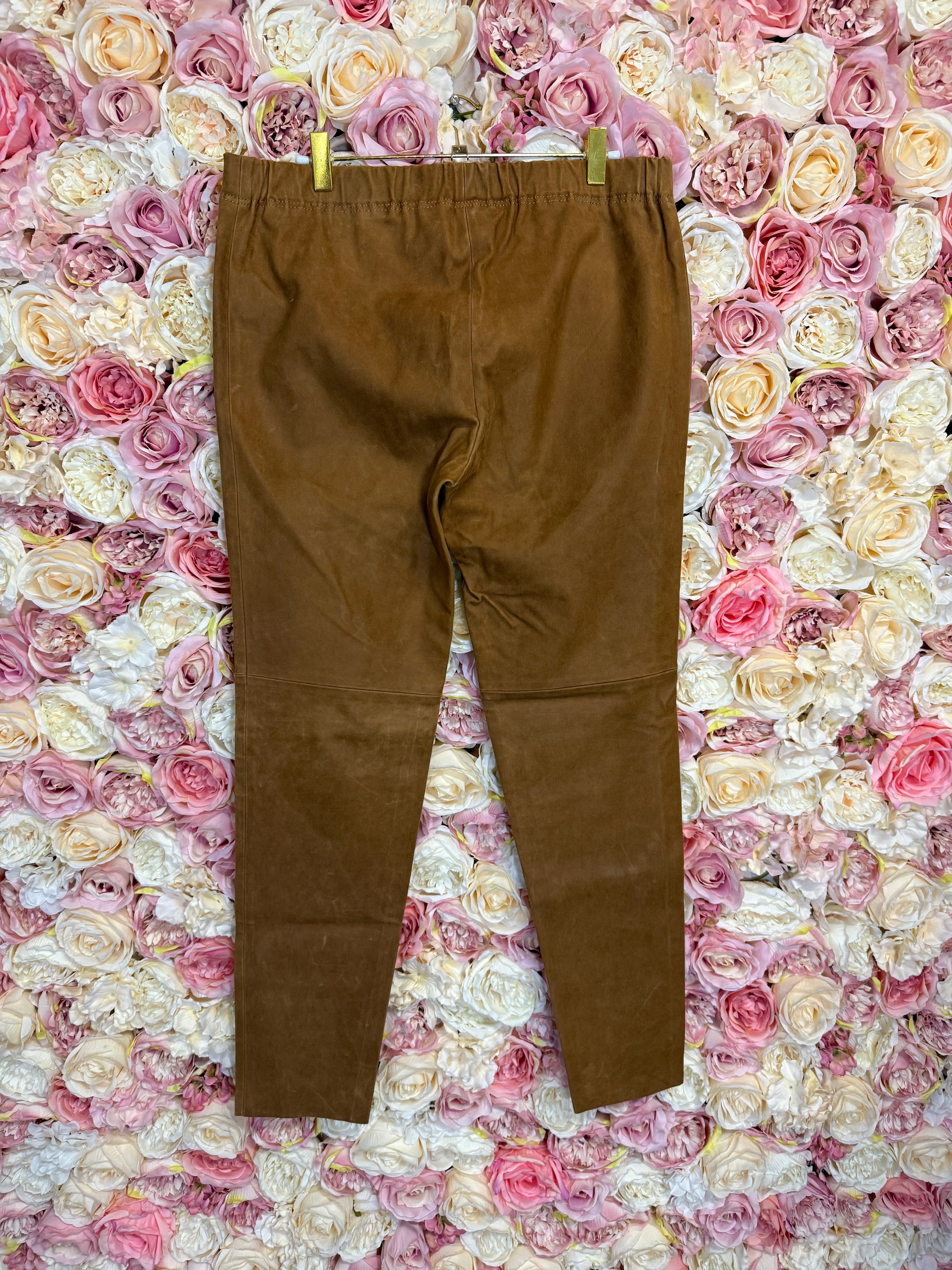 Yves Salomon Suede Leather Pants Camel