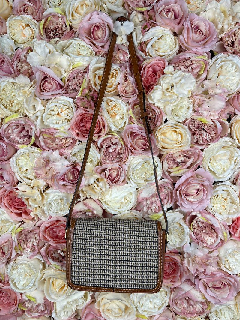 Celine Houndstooth Crossbody Bag Brown Multi