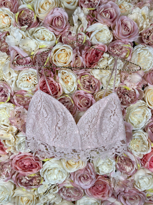Ewa Herzog Lace Bralette Light Pink & Black Sz. 34 DE