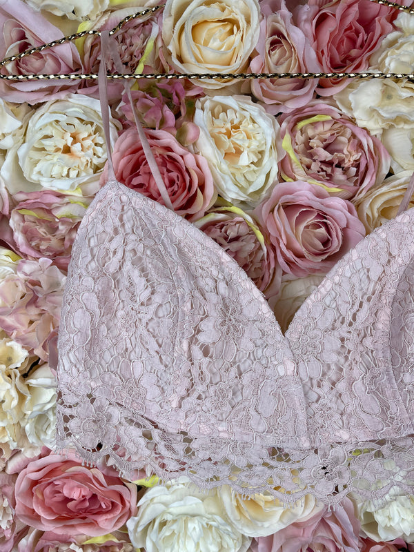 Ewa Herzog Lace Bralette Light Pink & Black Sz. 34 DE
