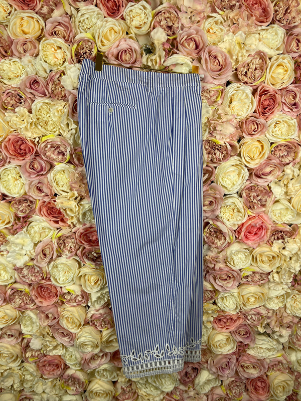 Ermanno Scervino Striped Cotton Pants Blue White Sz. 36 DE