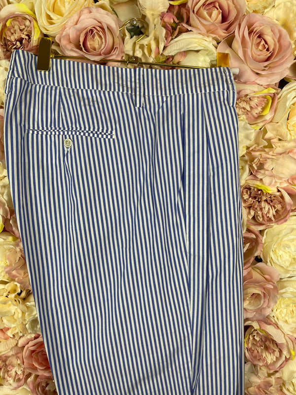 Ermanno Scervino Striped Cotton Pants Blue White Sz. 36 DE