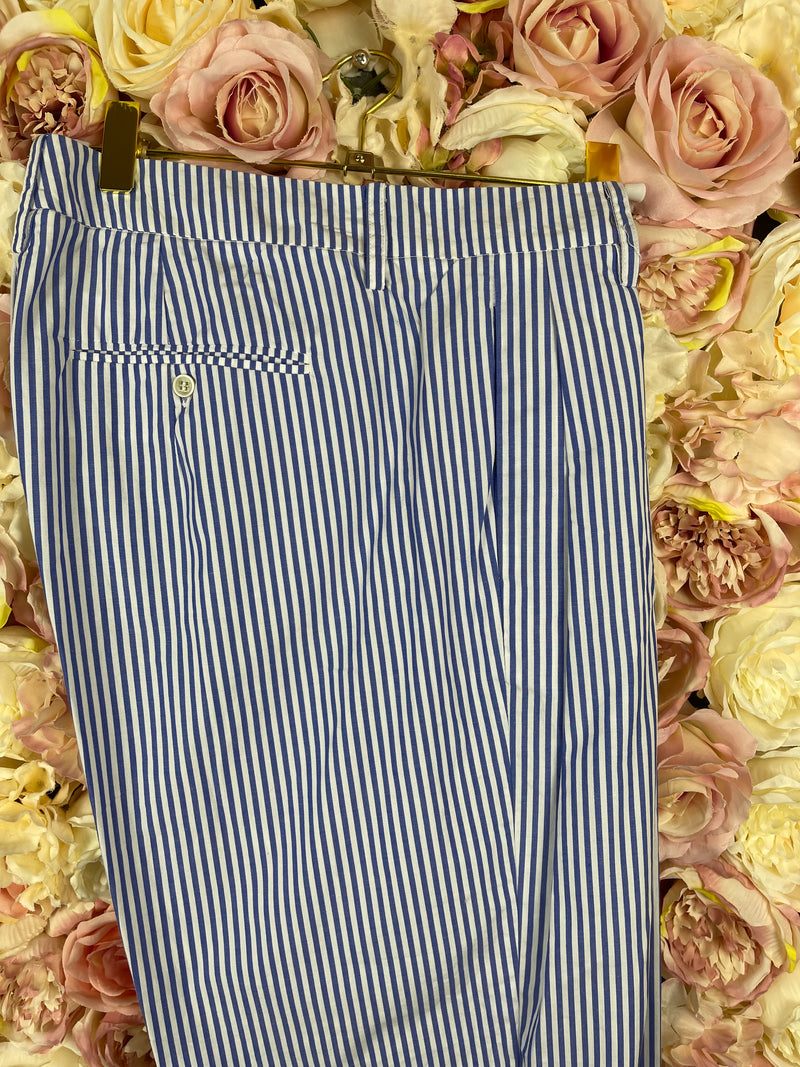 Ermanno Scervino Striped Cotton Pants Blue White Sz. 36 DE