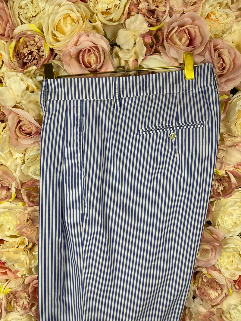 Ermanno Scervino Striped Cotton Pants Blue White Sz. 36 DE
