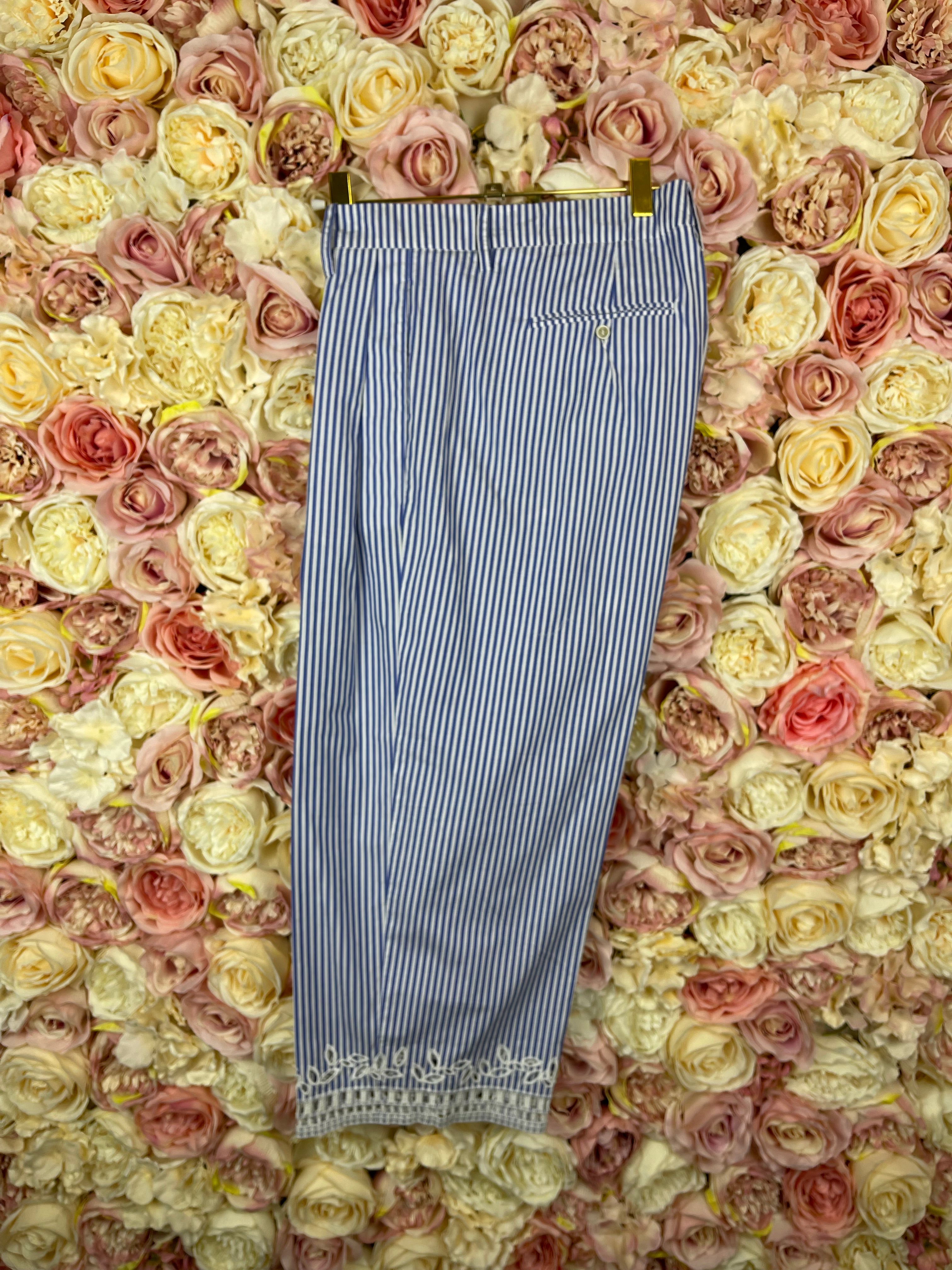 Ermanno Scervino Striped Cotton Pants Blue White Sz. 36 DE