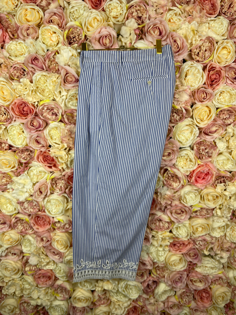 Ermanno Scervino Striped Cotton Pants Blue White Sz. 36 DE