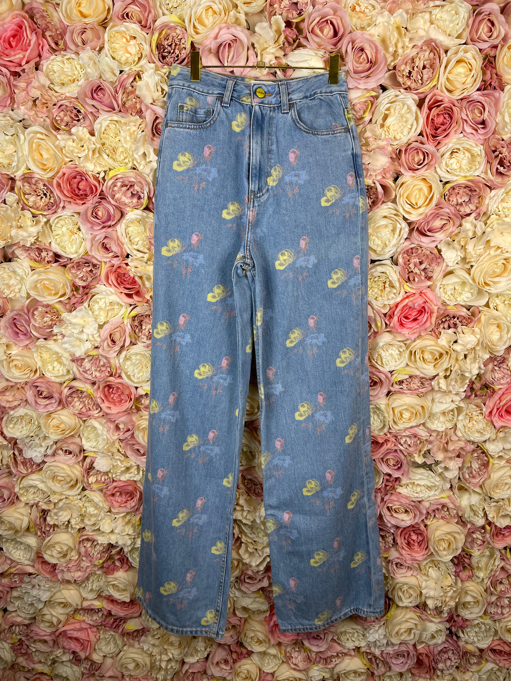 Ganni Floral Jeans Blue Multi Sz. 34 DE