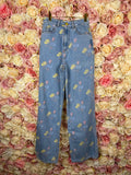 Ganni Floral Jeans Blue Multi Sz. 34 DE